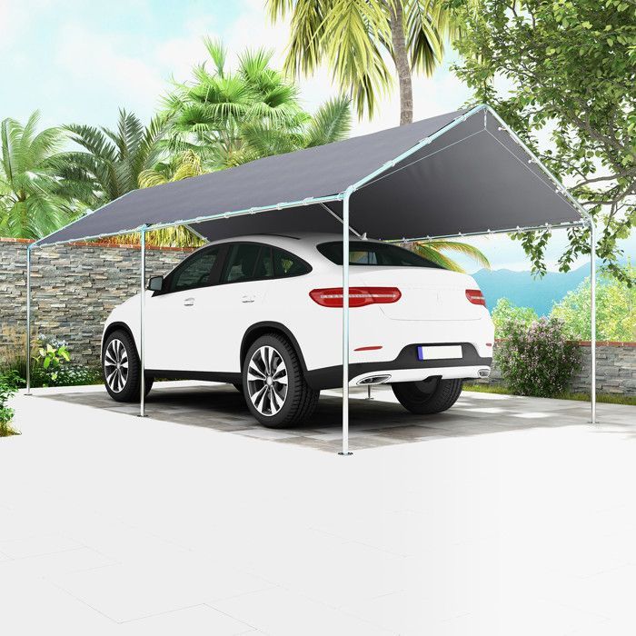 Outsunny - Carport Awning for Cars - Steel - 595x290x260cm - Grey
