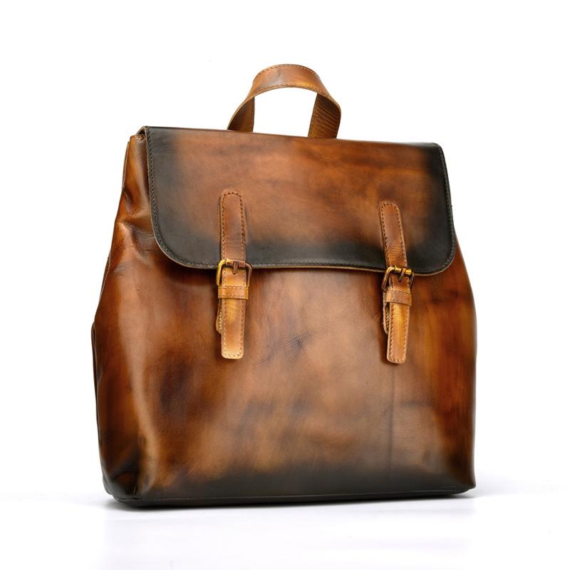 Zaino unisex in vera pelle, ideale per studenti, per la scuola e per i libri, in vera pelle bovina. Nuovo zaino retrò da viaggio per donna.