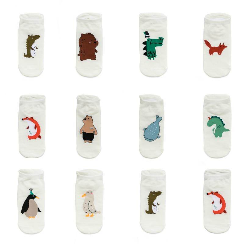 Animal Cartoon Boat Socks Men Fashion Summer Thin Section Korean Cute Casual Women Short Socks Version Japanese College Style