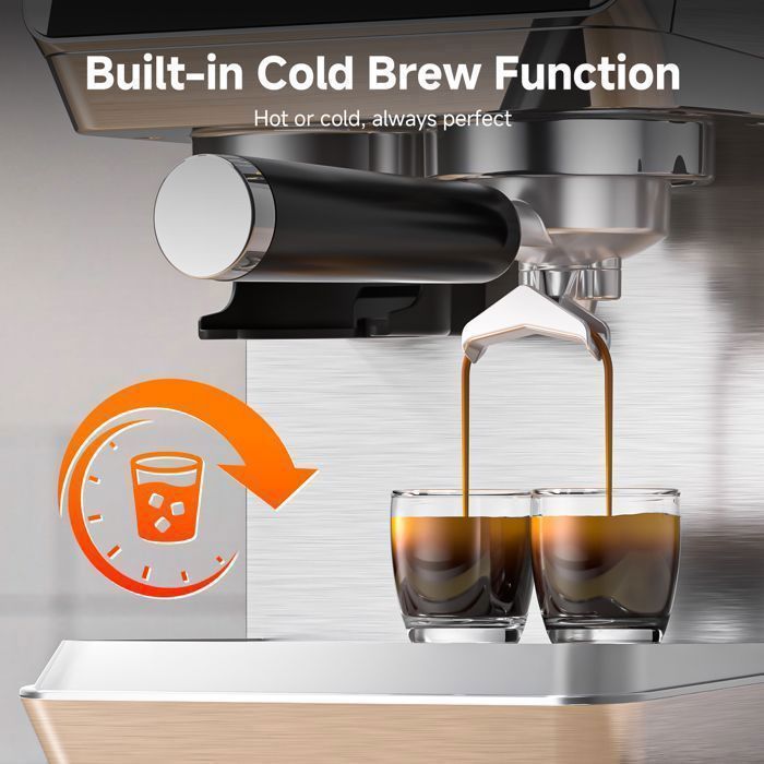 Machine à café avec broyeur AMZCHEF 44 réglages de mouture machine à expresso 20 bars acier inoxydable