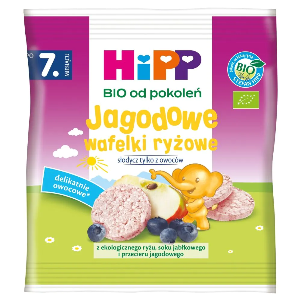 Hipp Wafelki Ryżowe Jagodowe Bio