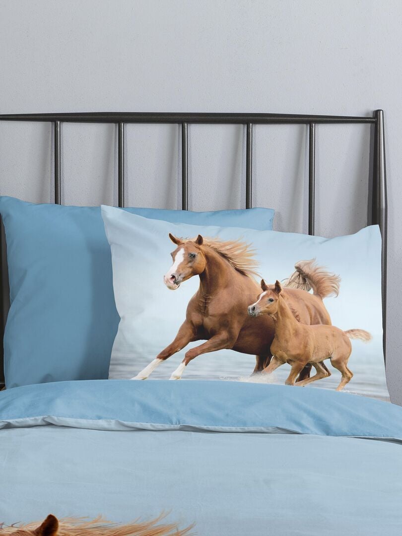 Conjunto de cama 'Cavalos' - Solteiro - AZUL