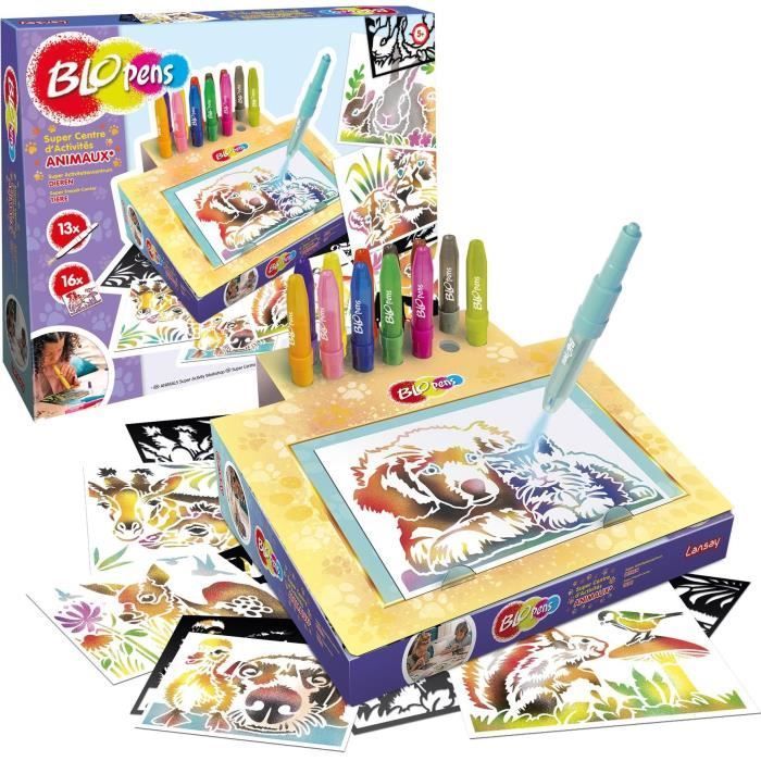 Coloring set - LANSAY - Blopens Animals - 16 stencils - Washable - Ages 5+