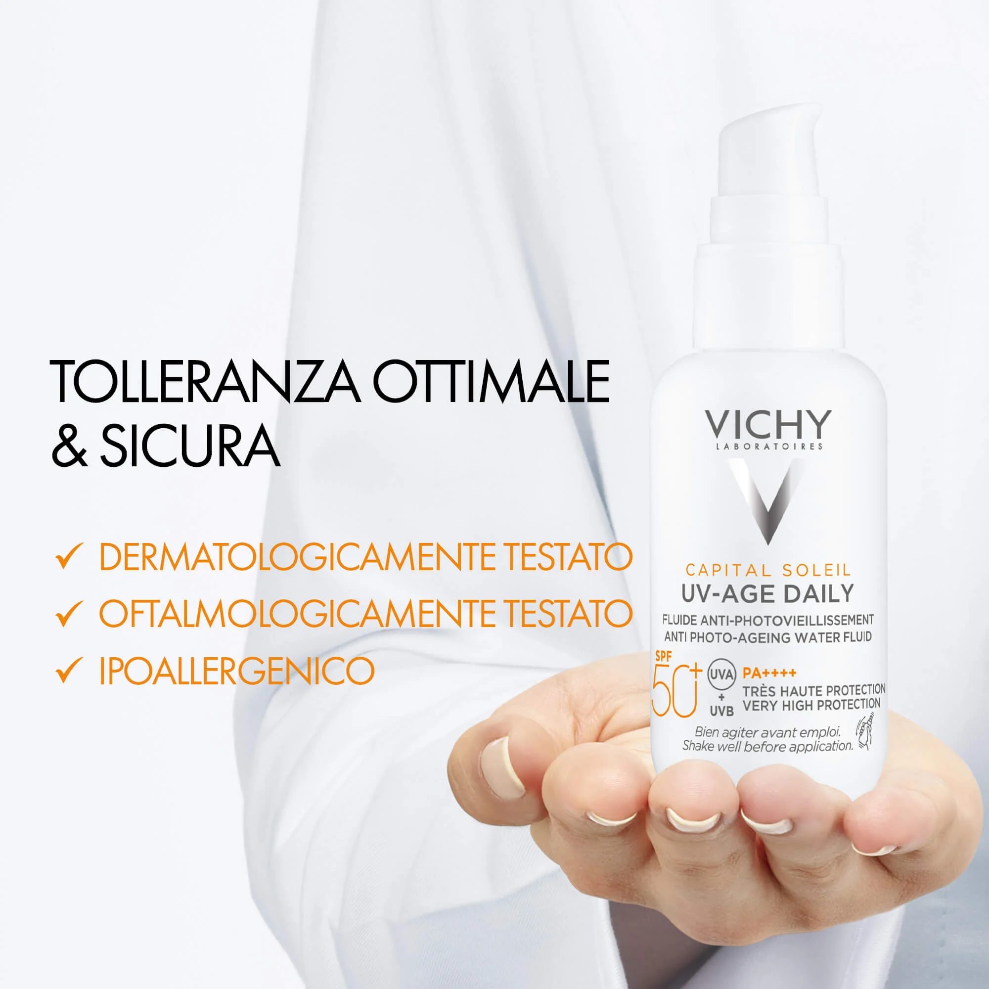 Capital Soleil UV-Age Daily Fluido Anti-Fotoinvecchiamento SPF50+ - Trattamenti Protettivi, Solare viso alta prot.