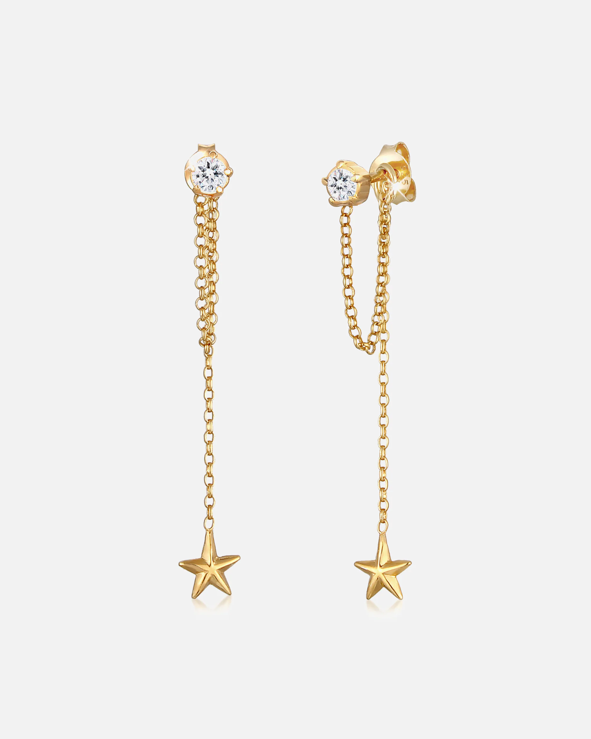 Elli Femmes clous d'oreilles étoile pendentif avec cristal en argent sterling 925