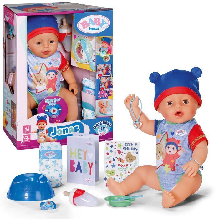 Baby Doll - Jonas - 10 Realistic Functions - 10 Accessories - Blue and Red - 43cm - Ages 3+