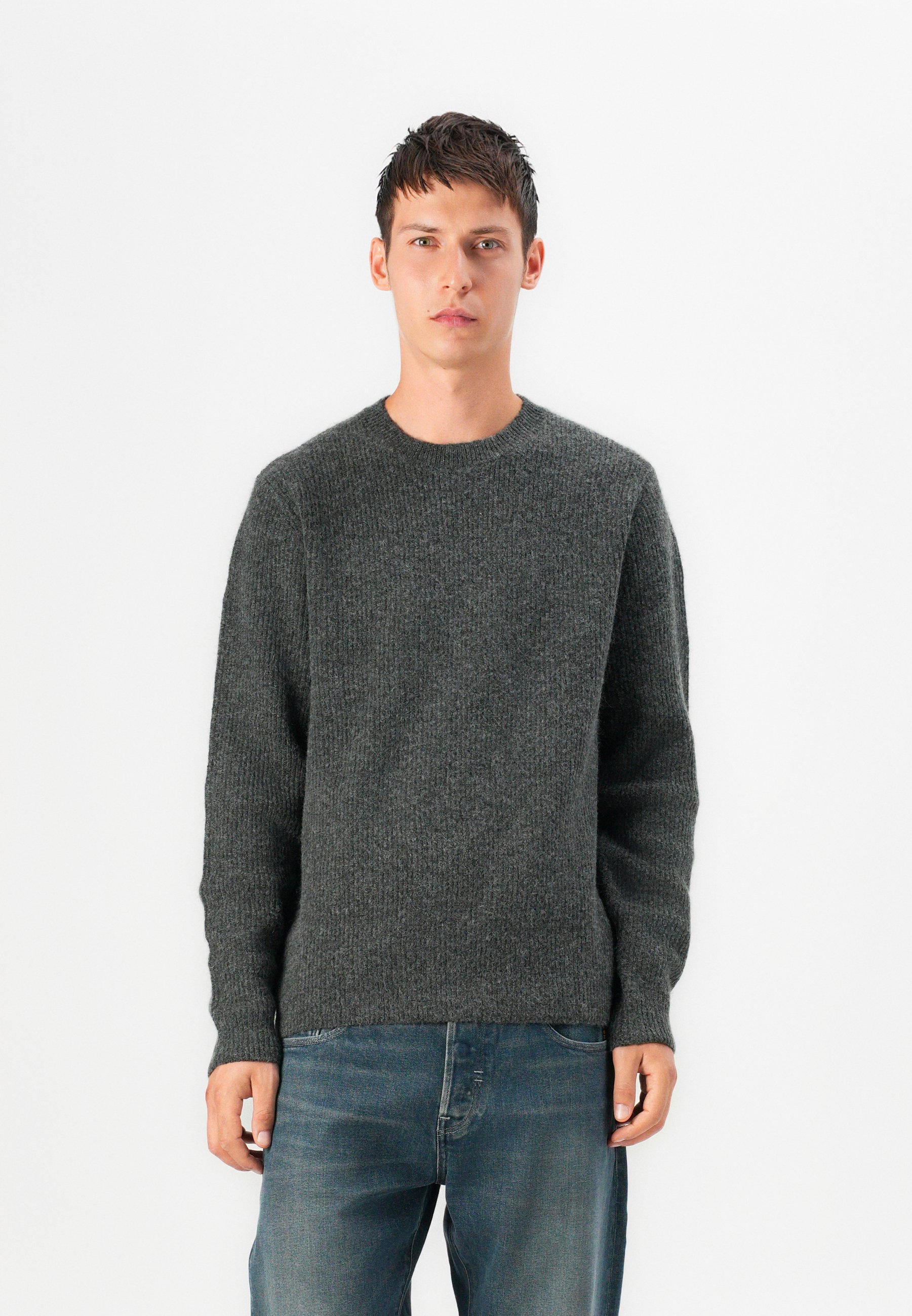 Jack & Jones PREMIUM JPRBLAELIAS CREW NECK - Trui - donkergrijs