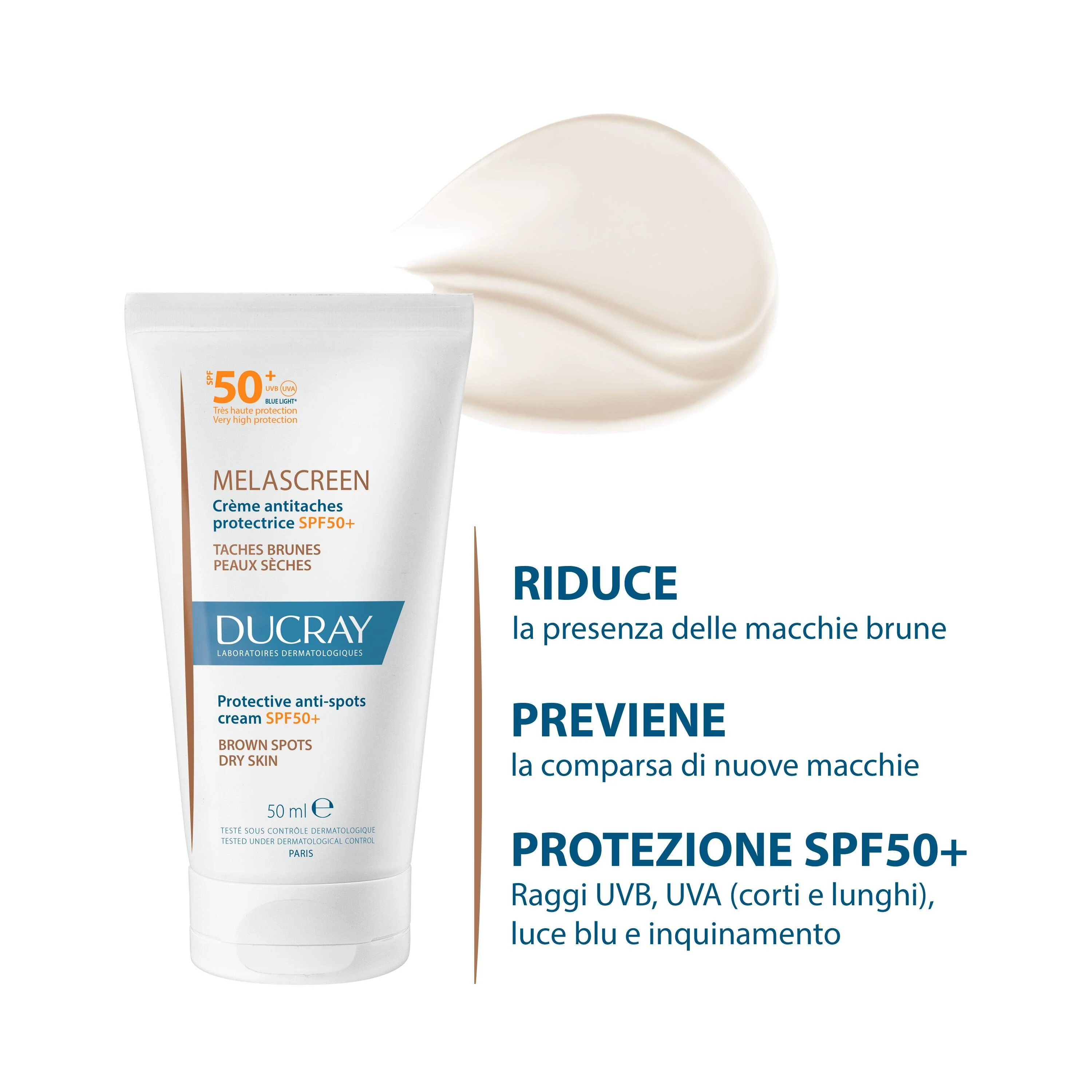 Melascreen Crema anti-macchie protettiva SPF50+ - Crema viso giorno antimacchie, Trattamenti Protettivi, Solare viso alta prot.