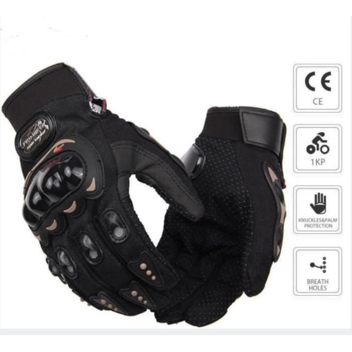 Guantes para moto/scooter con certificación CE, par, negros, protección completa de los dedos, talla XL