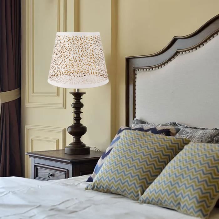 Abat-jour suspendu OMABETA - Motif de fleurs sculptées blanches - Design moderne en fer - Installation facile