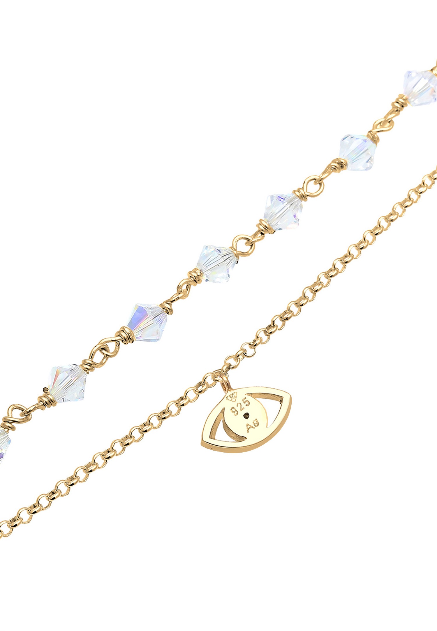 Elli Femmes Evil Eye plaqué or avec cristaux en argent sterling 925