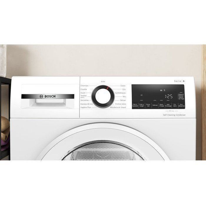 Secadora con bomba de calor BOSCH Serie 6 WQG13500FR - 9 kg - Inducción - 60 cm de ancho - Clase D - Blanca