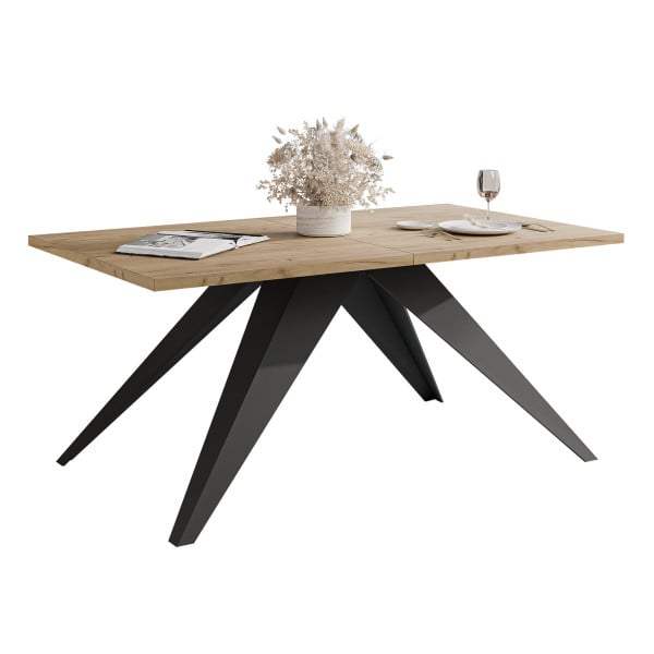 Stół rozkładany XANDRO 140/240 cm - dąb kraft/czarne nogi