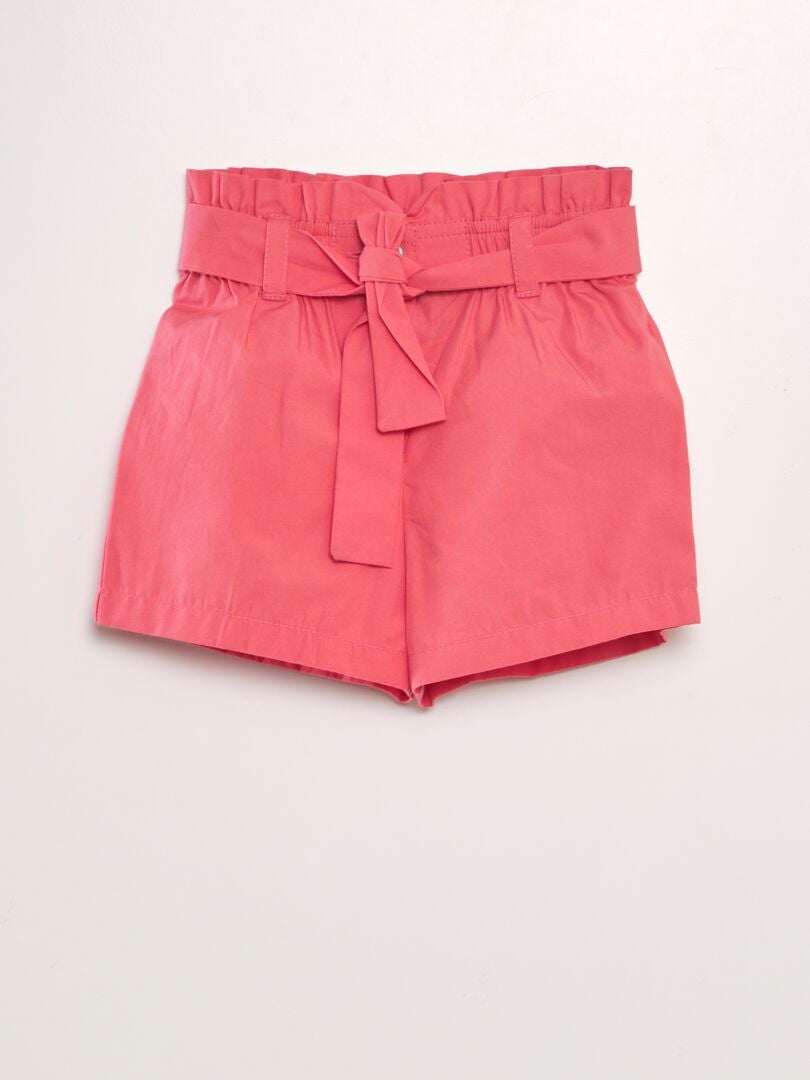 Shorts de popeline com cinto - ROSA