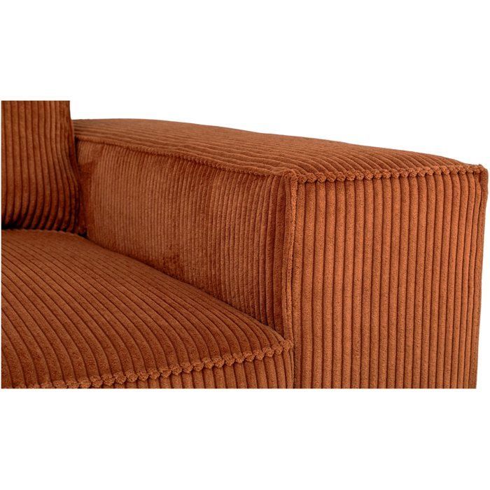 JOSH 4-seater fixed sofa - Terracotta corduroy - 241 x 86 x 88 cm