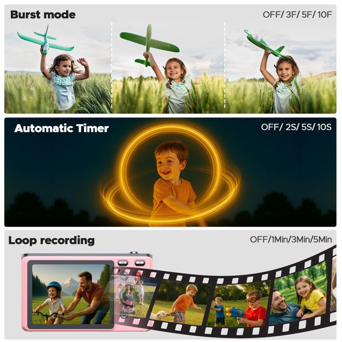 Cámara digital compacta con videocámara 4K de 64 MP - Pantalla LCD de 2,4