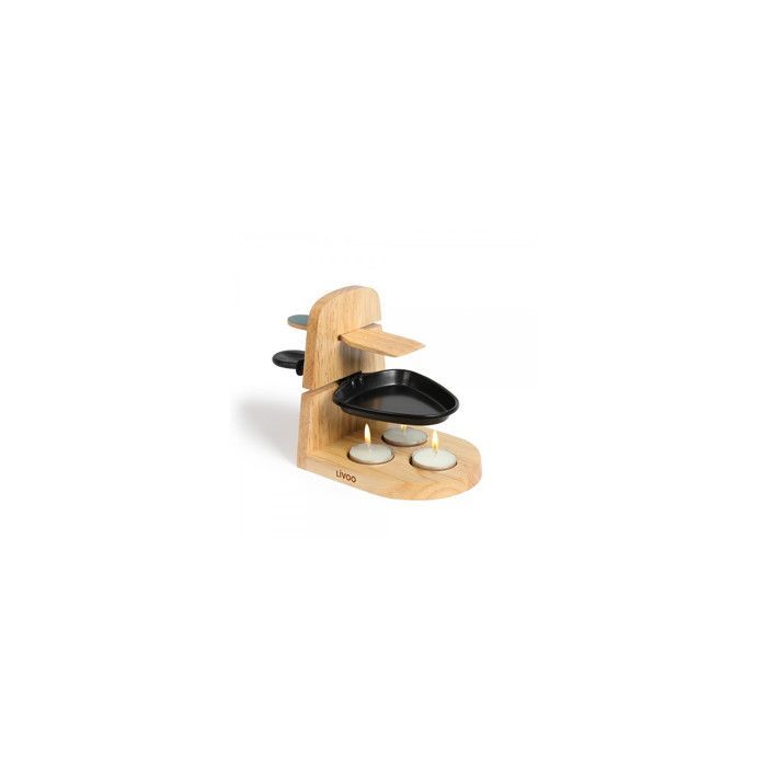 Livoo candle-powered raclette grill, for 1 to 2 people, Beige (wooden stand)