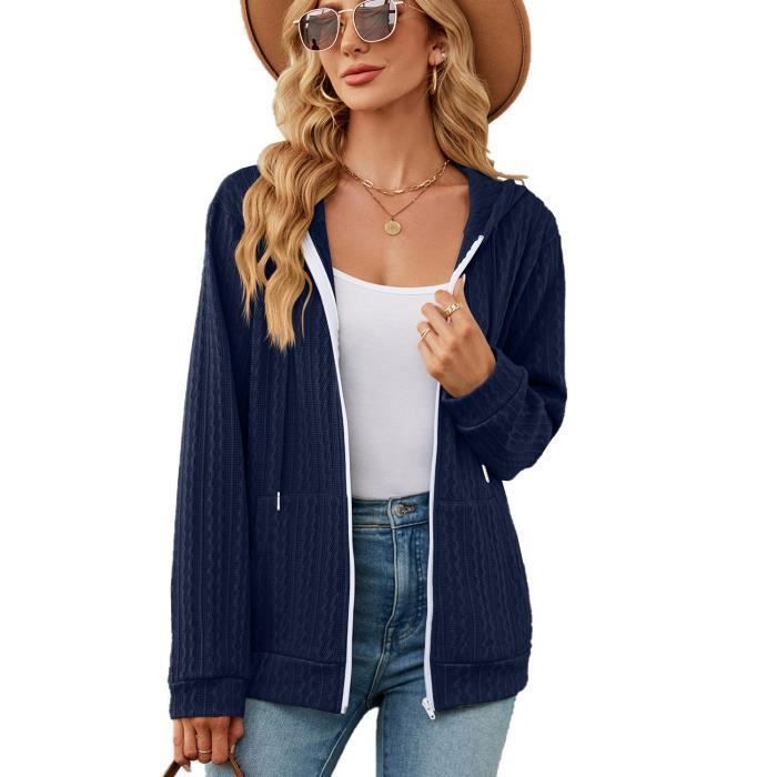 Sweat À Capuche Femme INSFITY - Bleu marine - Col capuche - Manches Longues