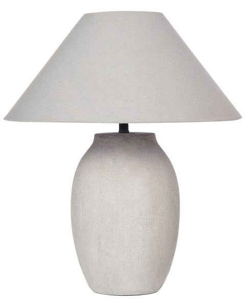 Lampka stołowa nocna liniany klosz abażu szara