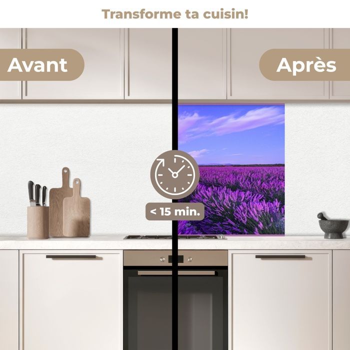KitchenYeah Lavender Flowers of Nature Paarse Keukenachterwand 100x60cm