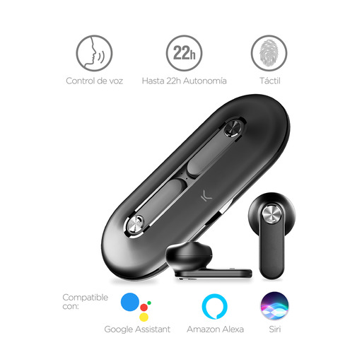 Ksix trådløse hovedtelefoner, ultratyndt metaldesign, Bluetooth 5.0, op til 18 timers batterilevetid
