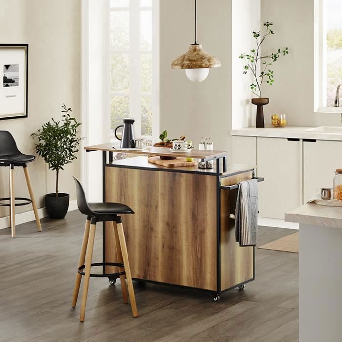 Isla de cocina SoBuy con 3 cajones, 2 puertas, toallero y estante adicional, tipo buffet, 113 x 69 x 106 cm.