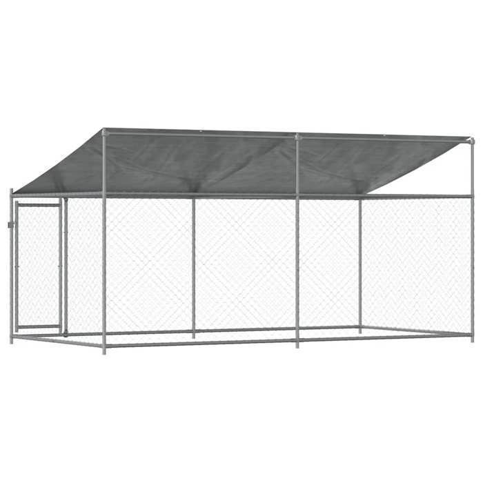 vidaXL Cage pour Chien avec Toit et Porte, Chenil pour Chien, Maison pour Chien, Niche de Jardin Terrasse, Gris 4x2x2 m 3209568