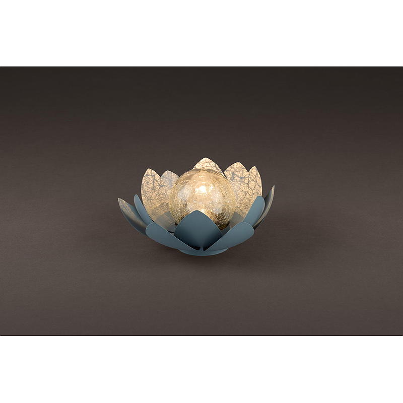 Cellule solaire métallique en forme de fleur de lotus pour la maison, 25 x 13,5 cm
