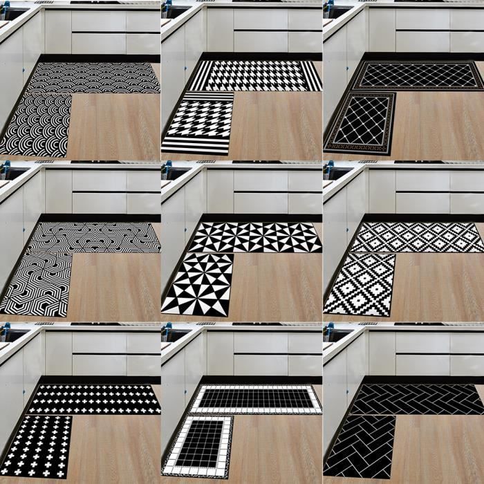 2pcs Tapis d'entrée Tapis de cuisine devant evier lavable interieur Tapis de chambre adulte Tapis de bain antiderapant Absorbant 07