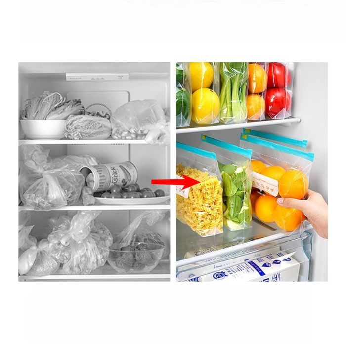 Sacs de conservation alimentaires réutilisables, épais, fermeture éclair, congélation et micro-ondes, rangement