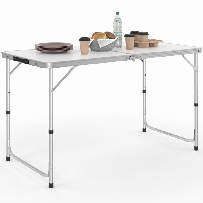 Mesa de camping plegable IDMARKET, altura regulable, 120 cm