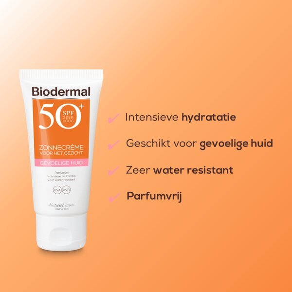 Biodermal Sensitive Skin SPF50+ krema za sončenje za obraz<br>50ml