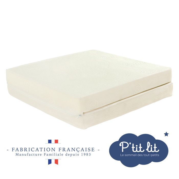 P'tit Lit - Materassino da viaggio per neonati - 60x120 cm - Pieghevole - Spessore 7 cm: Morbido e confortevole - Ideale per un uso occasionale