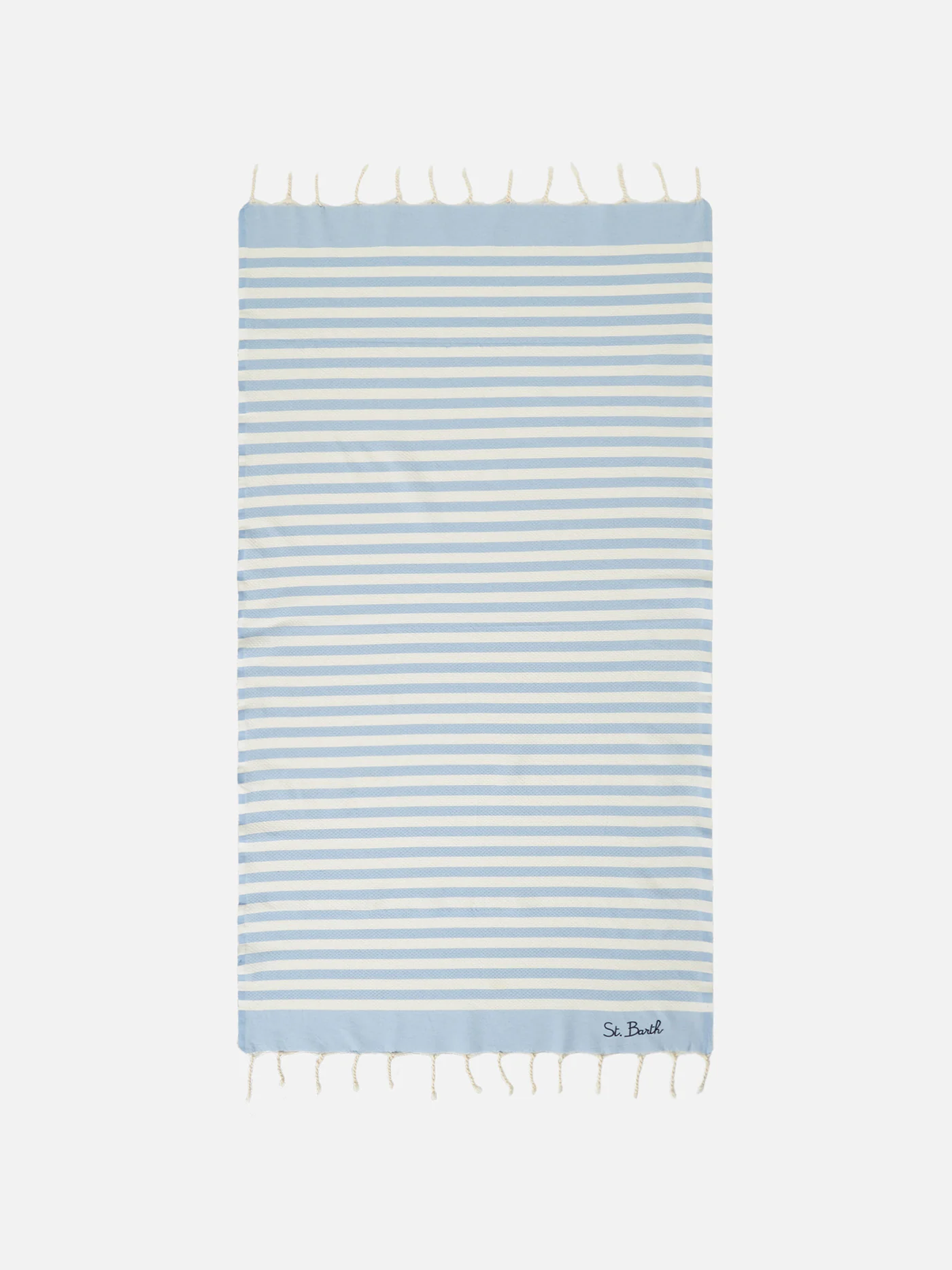 Luxury Fouta Cotton Beach Towel – Light Blue Striped, Quick-Dry, Soft & Absorbent with Fringed Hems | MC2 Saint Barth