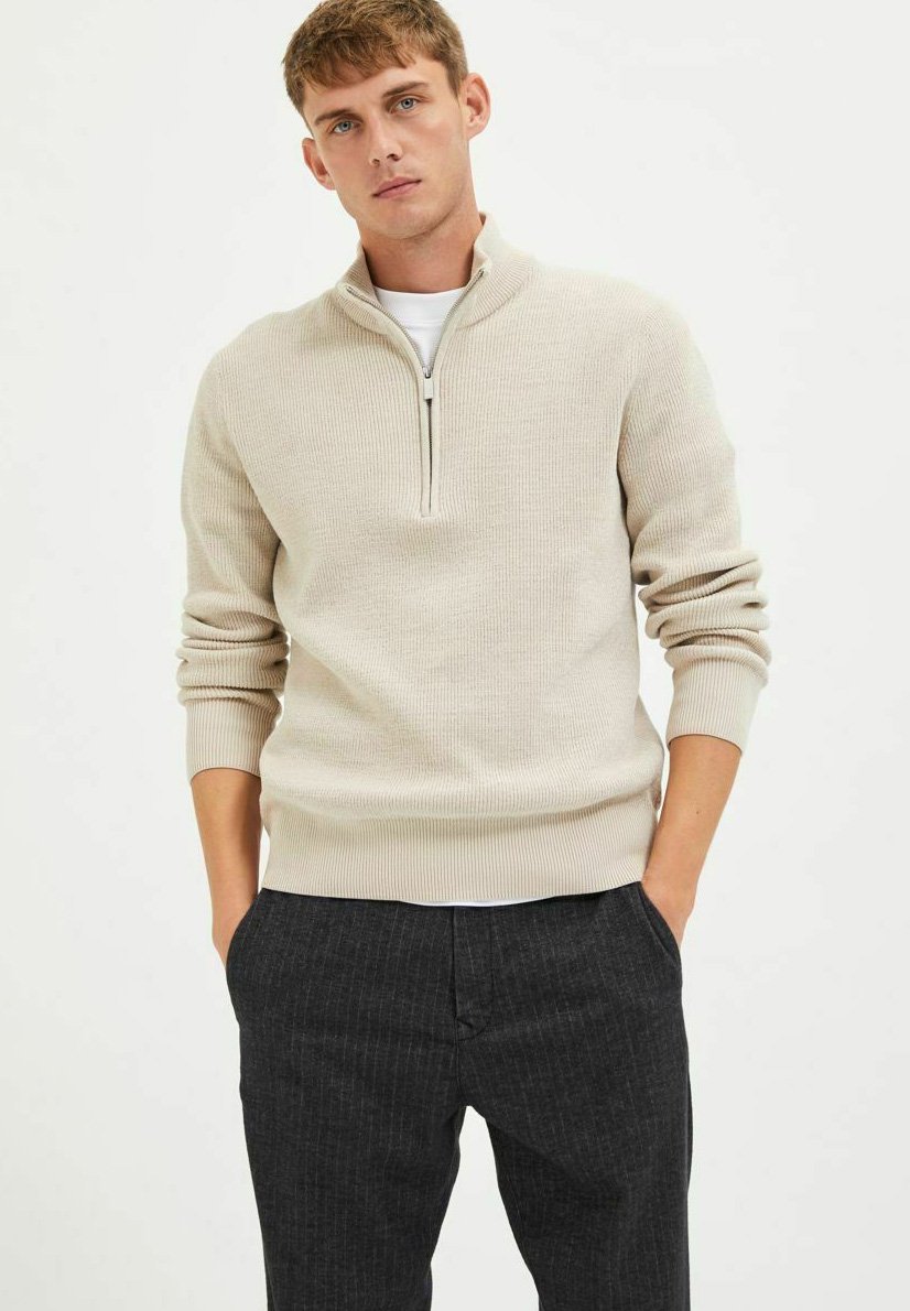 Selected Homme HIGH NECK - Neule - oatmeal