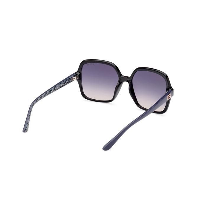 Guess 7921-H Geometrische zonnebril voor dames – Kleur 01B Glanzend zwart met rookkleurige glazen met kleurverloop