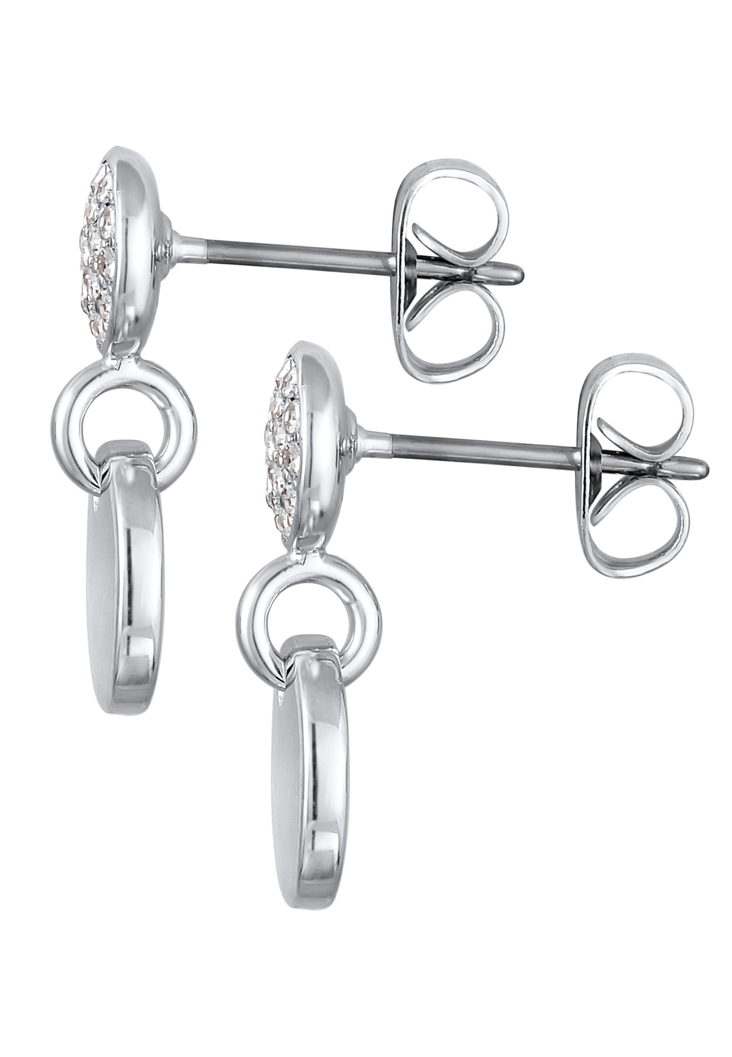Elli Femmes Pendentif d'oreilles Plaquette Rond Élégant Couleur Argent avec Cristaux
