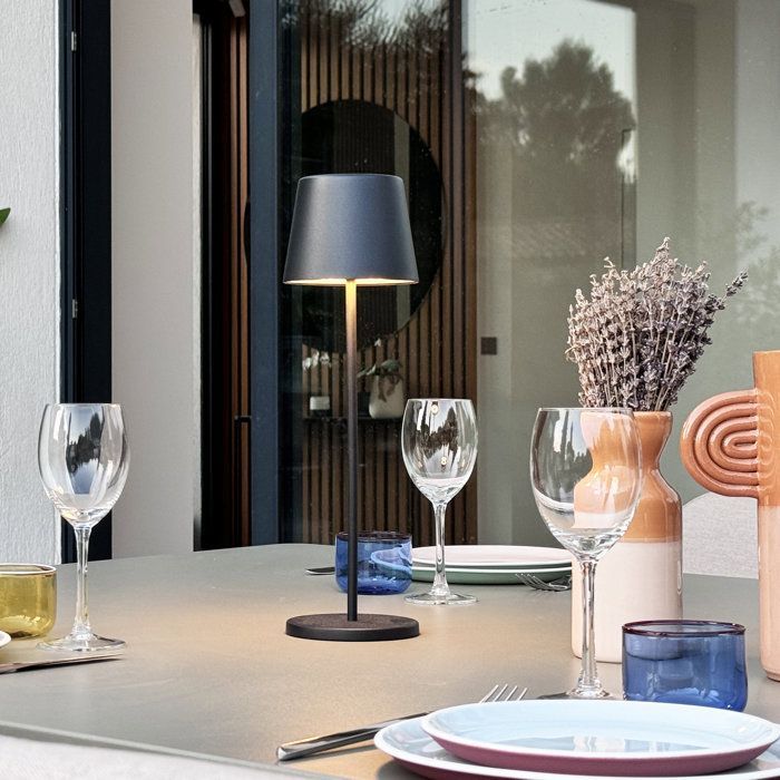Lampada da tavolo wireless - LUMISKY - KELLY BLACK - Alluminio nero - LED bianco dimmerabile - Ricaricabile - H38 cm