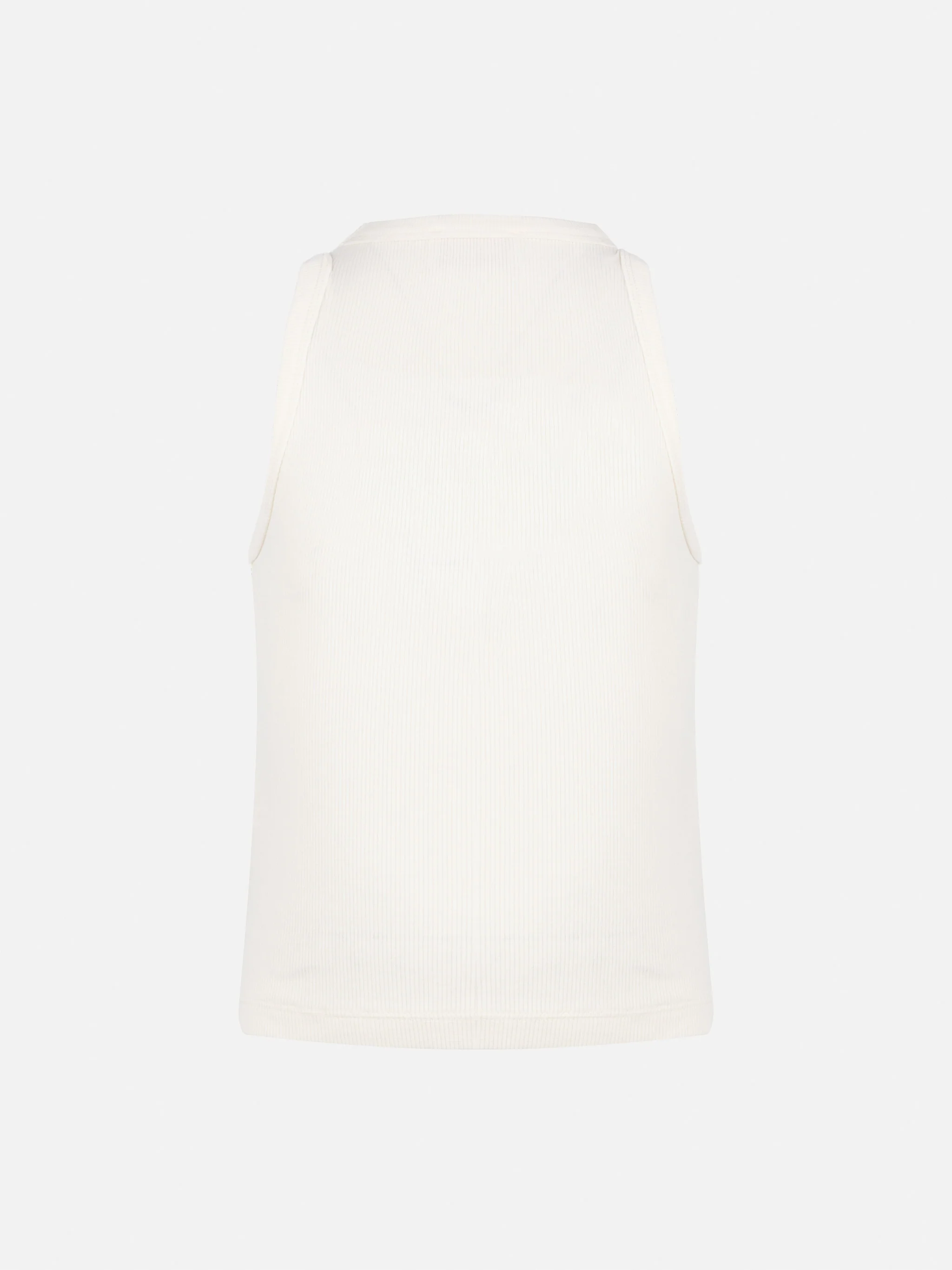 Top corto Blue Jr in maglia a coste bianco panna con ricamo