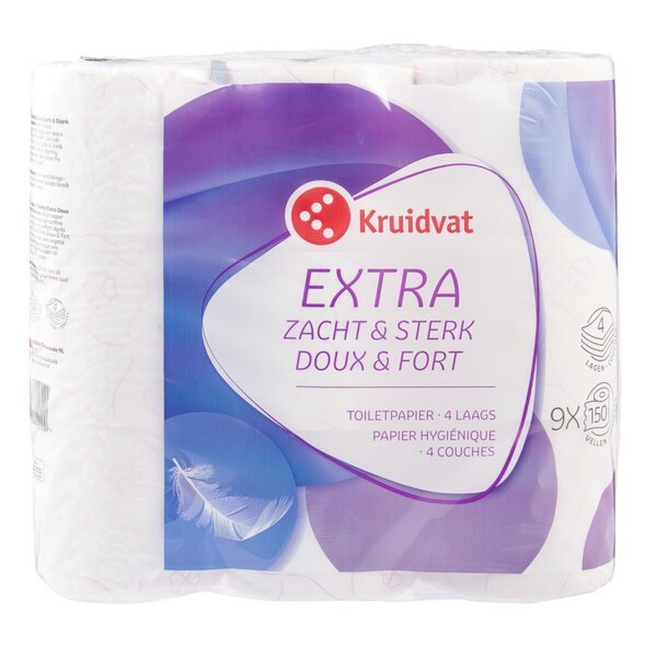 Kruidvat 4 slāņu tualetes papīrs<br>9 ruļļi