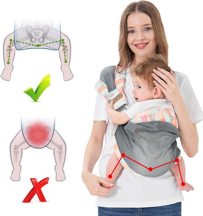 Portabebés, bandolera ajustable y multifuncional, portabebés lateral para bebés de 0 a 36 meses, hasta 20 kg, multicolor.