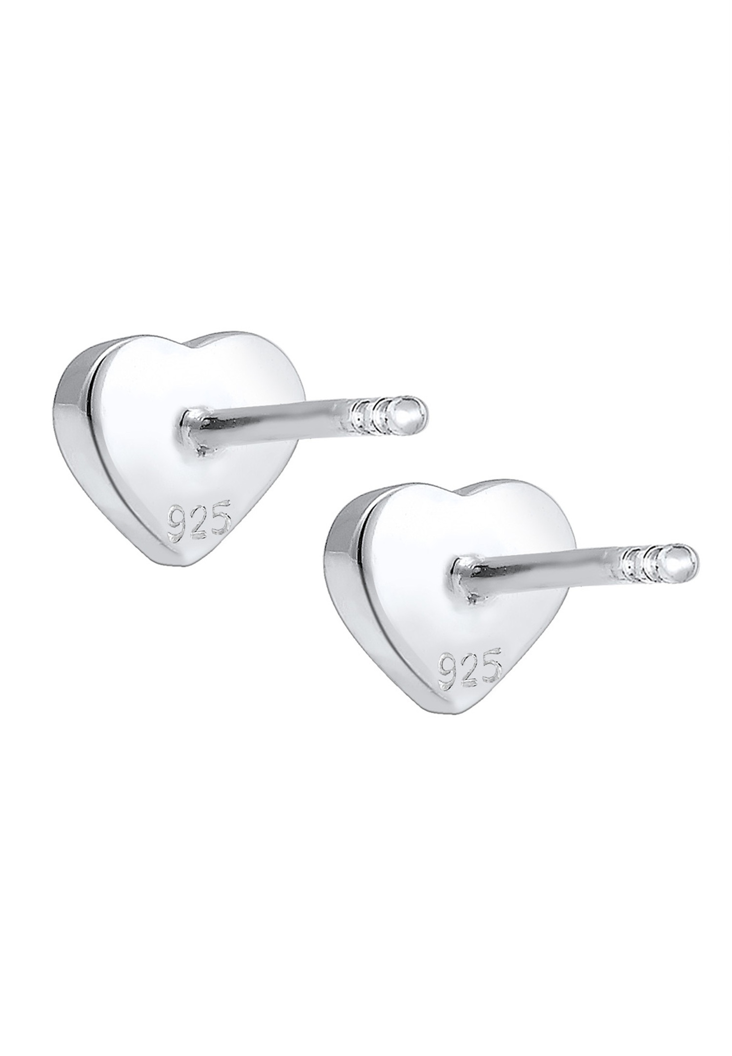 Elli Enfants Clous d'oreilles cœur Émail rose en Argent Sterling 925