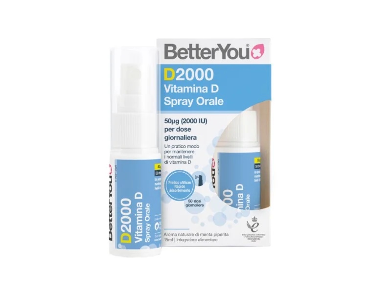 Spray buccal AURORA Betteryou D2000 à la vitamine D 15 ml Système immunitaire, dents et os