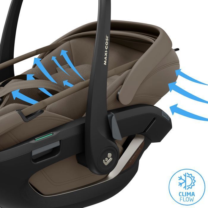 MAXI-COSI Siège auto bébé Coral Slide Pro, coulissant et pivotant, position allongée, Oak Truffle