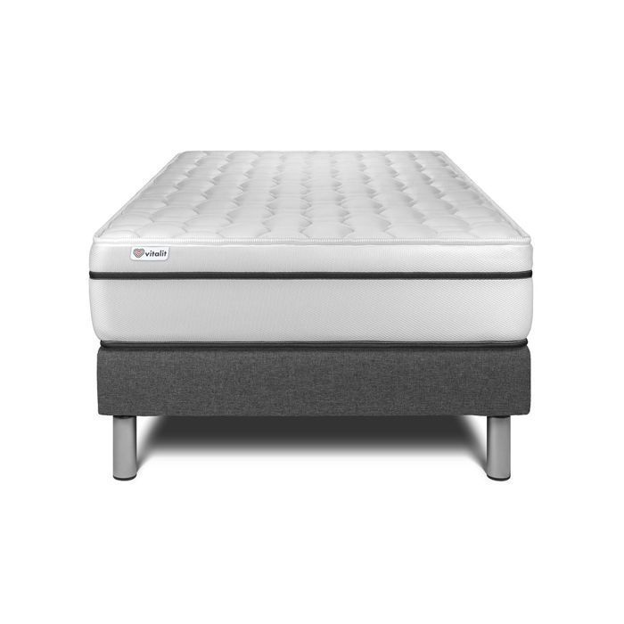 Conjunto de colchão e base de cama 90x200 cm - Base de cama cinza (requer montagem) - Vital Spa Cinza