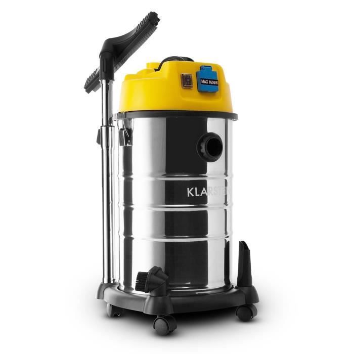 Aspiradora industrial Klarstein Reinraum Prima para sólidos y líquidos - 1800 W, depósito de 30 L, color amarillo