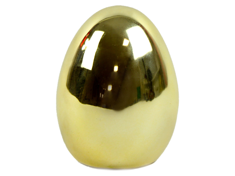 Figurka ceramiczna Jajko 10 cm złota