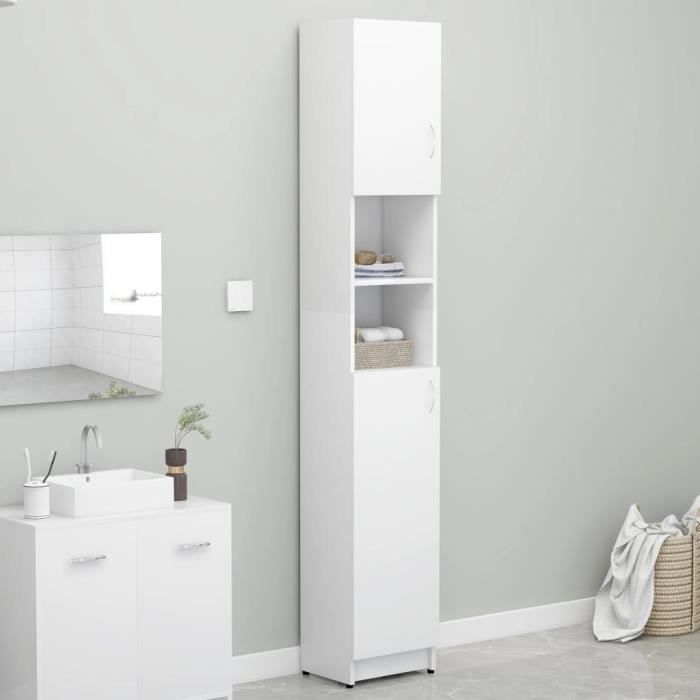 626&{HOME} Mueble columna blanco para baño 32x25,5x190 cm Mueble de aglomerado para baño, cocina - 32 x 25,5 x 190 cm