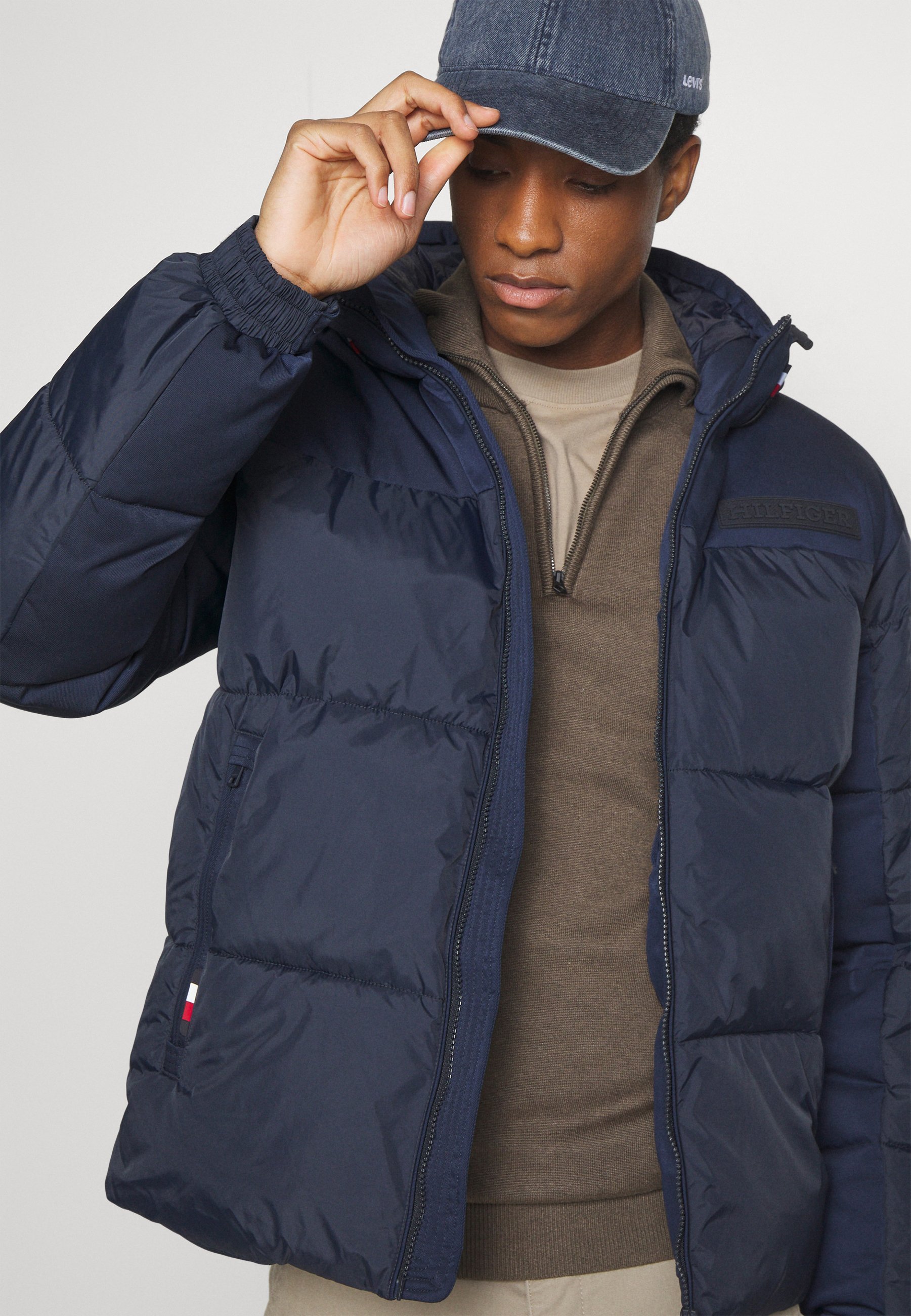 Tommy Hilfiger NEW YORK HOODED JACKET - Short coat - desert sky