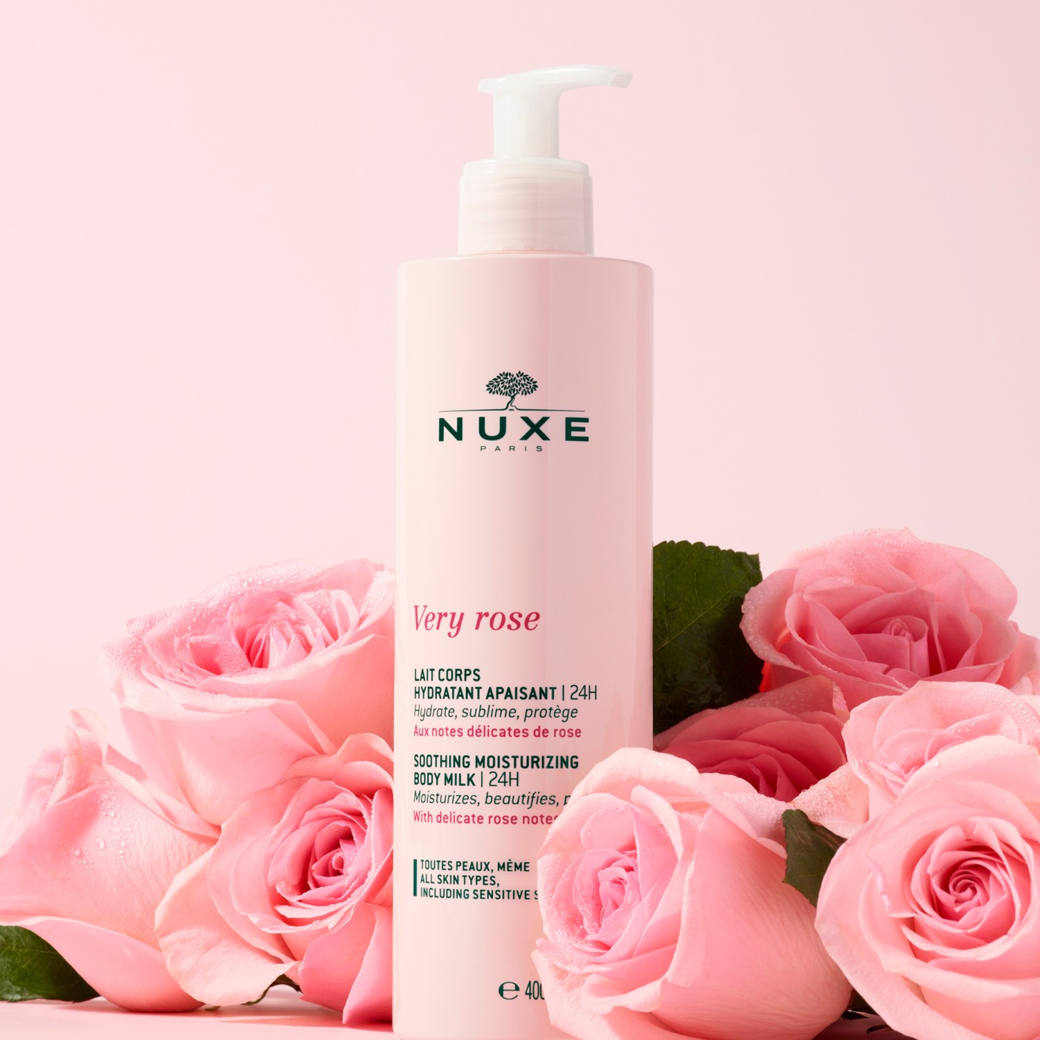 Lait corporel hydratant et apaisant NUXE Very Rose - 400 ml